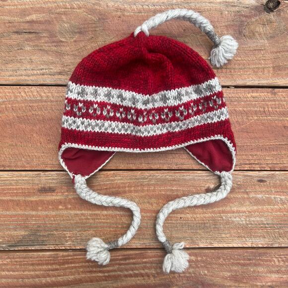 Wool Ear Flap Ski Hat Nepal Fair Isle Fleece Lined Beanie Everest Designs Tassel - Picture 2 of 13